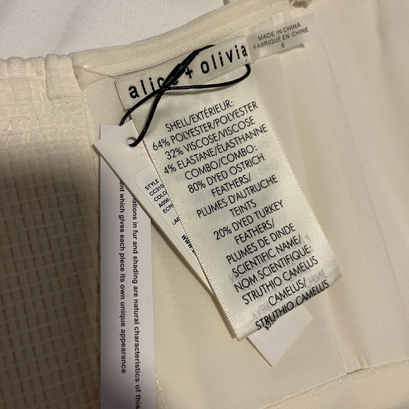 BRAND NEW NEVER WORN ALICE AND OLIVIA FEATHER TOP WITH TAGS. Size 6. - Picture 4 of 6